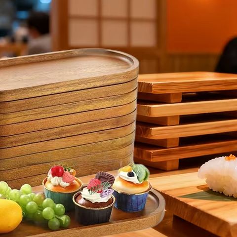 Japanese Snacks - จานขนมหวานทรงกลมไม้เนื้อแข็งสไตล์ญี่ปุ่น ถาดไม้ จานขนม จานผลไม้อบแห้ง - ภาชนะไม้แบบดั้งเดิมสำหรับเสิร์ฟ