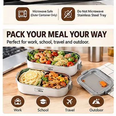 กล่องเบนโตสแตนเลส 304 สองชั้น  - Bento Box บทวิจารณ์และราคา